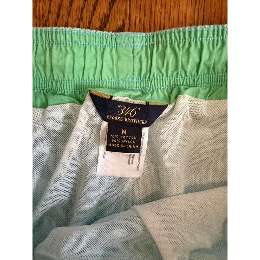 Brooks Brothers 346 Swim Shorts 7” Trunks Teal Green Mesh Lined Size M